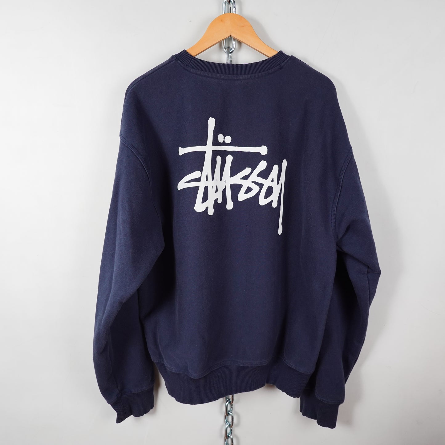 Stussy Logo Crewneck Navy - Size XL Back Photo
