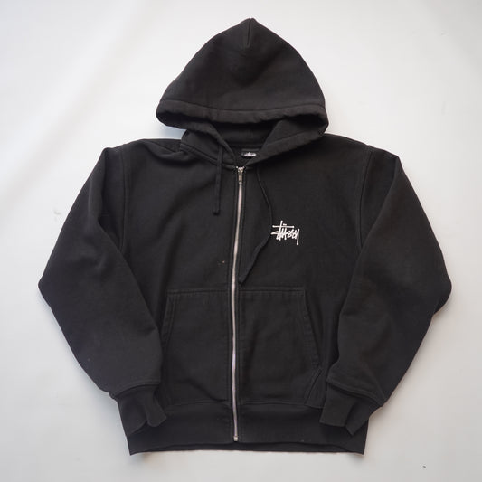 Stussy Zip Up Hoodie Classic Logo Black - Size S