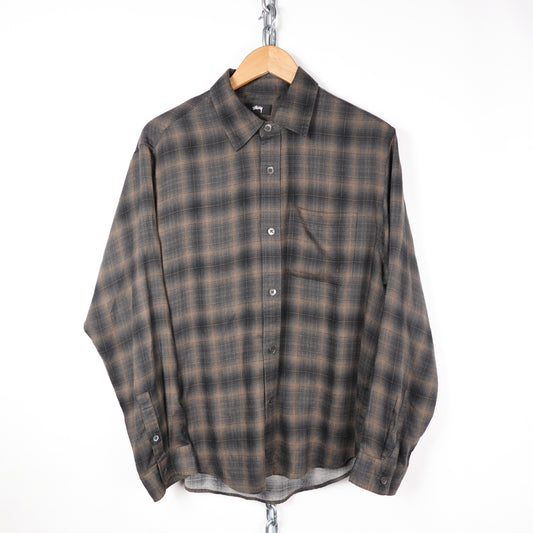 Stussy Rayon Brown Plaid Flannel - Size S