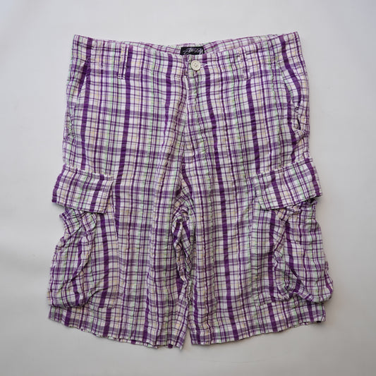 Stussy Purple Plaid Shorts - Size 30