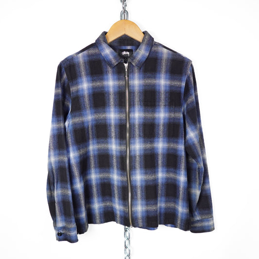 Stussy Shadow Plaid Zip Up - Size S