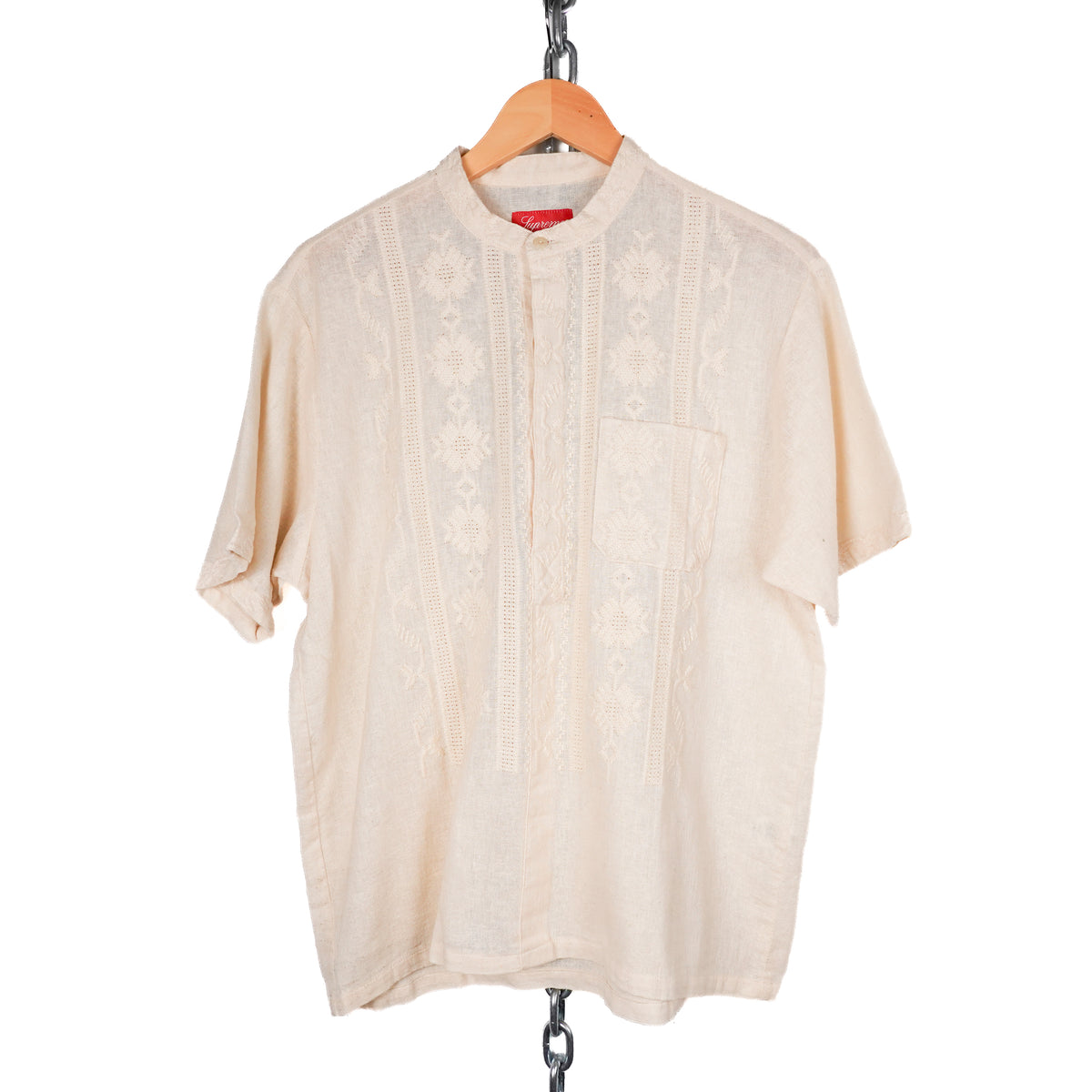 SS17 Supreme Embroidered Band Collar Shirt - Size S