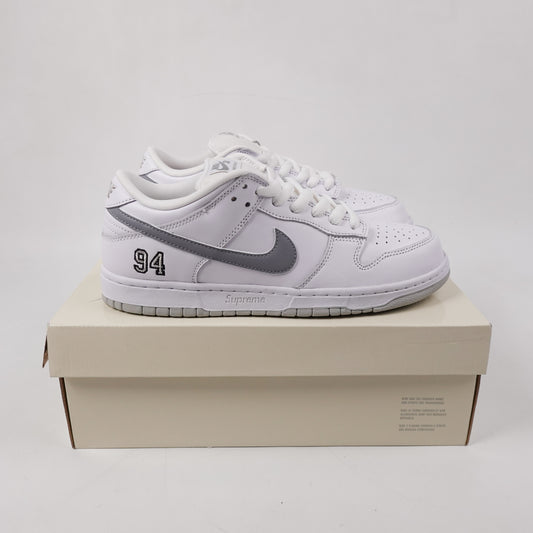 Supreme Nike SB Dunk Low White Metallic - Size 10