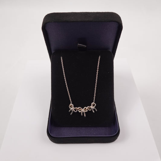 Tiffany & Co. Twist Triple Bow Necklace 925 Silver & 18K Yellow Gold