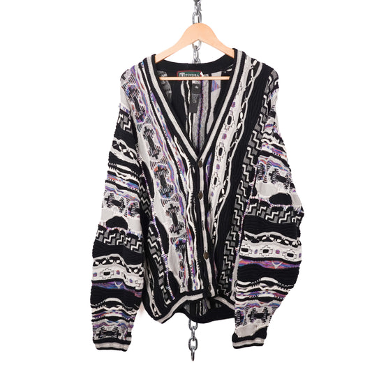 Vintage Tundra 3D Knit Cardigan Sweater - Size XL