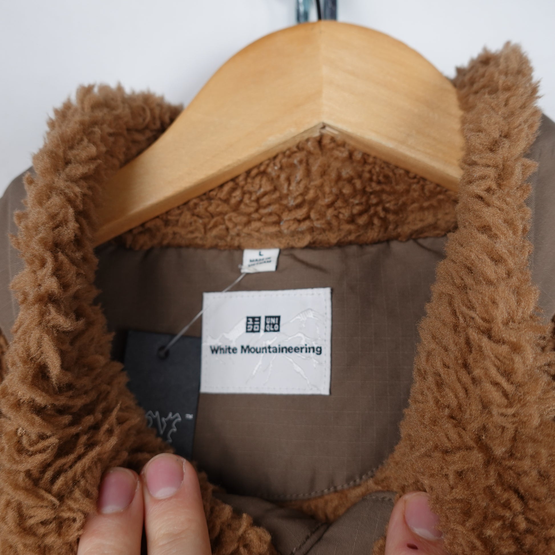 Uniqlo x White Mountaineering 1/4 Button Up Fleece - Size L Neck Label Close Up