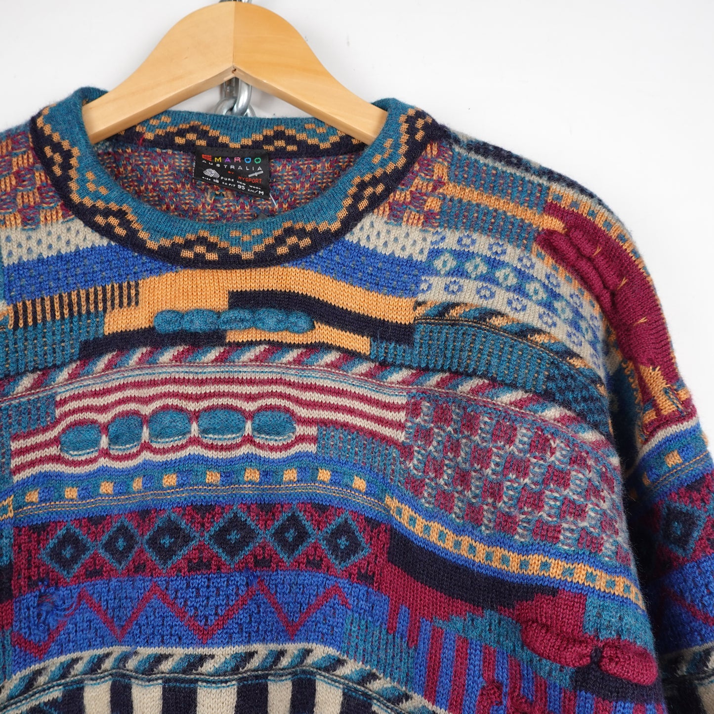 1990s Emaroo Australia 3D Knit Sweater - Size M