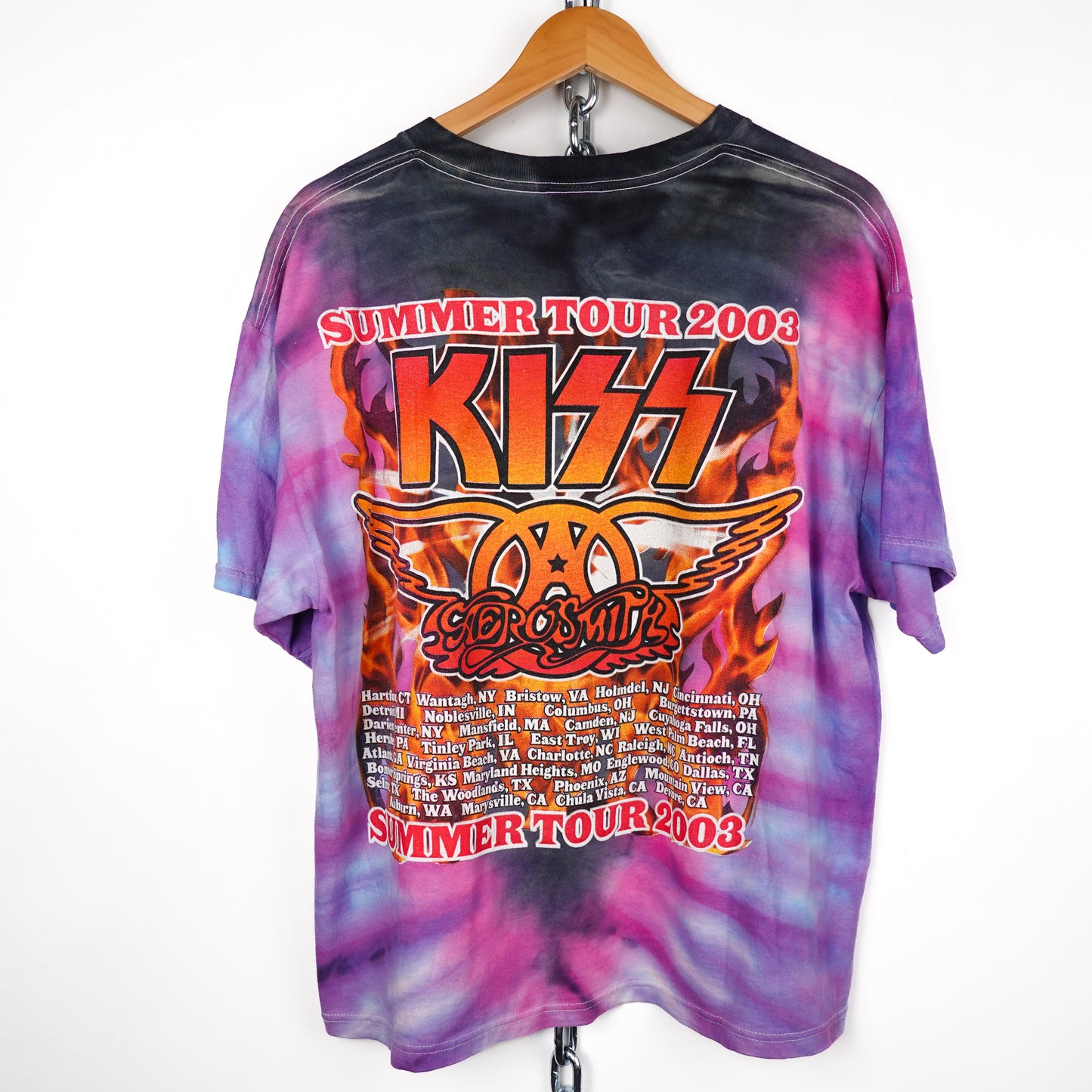 2003 Aerosmith Kiss Tie Dye Tee - Size XL