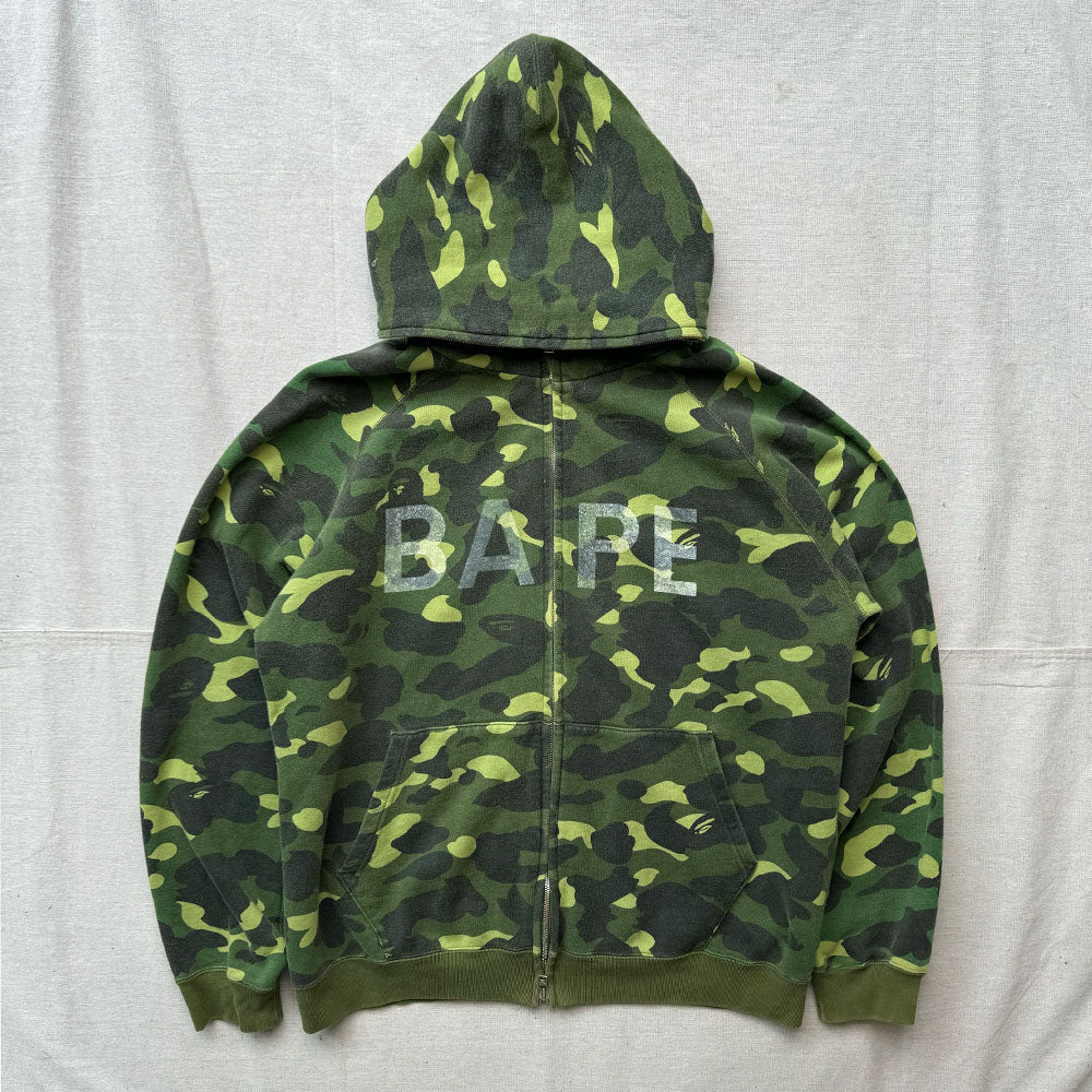 OG Bape Green Camo Full Zip Hoodie - Size L