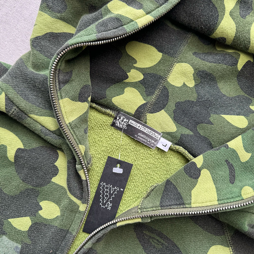 OG Bape Green Camo Full Zip Hoodie - Size L