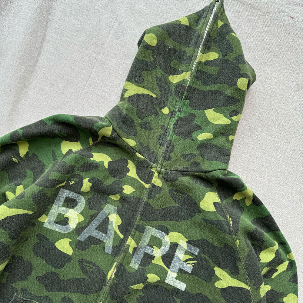 OG Bape Green Camo Full Zip Hoodie - Size L