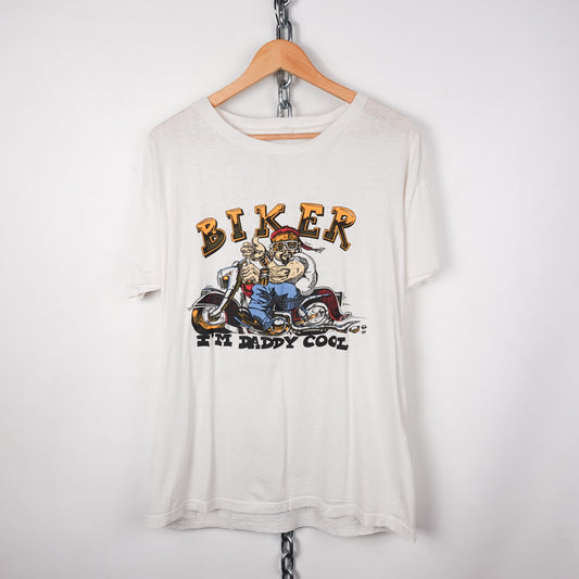 1990s Biker Daddy Cool Tee - Size L