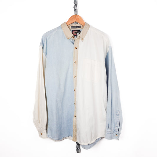 Vintage Denim Colour Blocked Button Up - Size XL