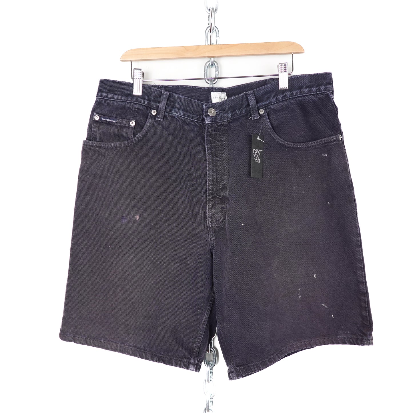 Vintage Calvin Klein Black Denim Shorts - Size 35