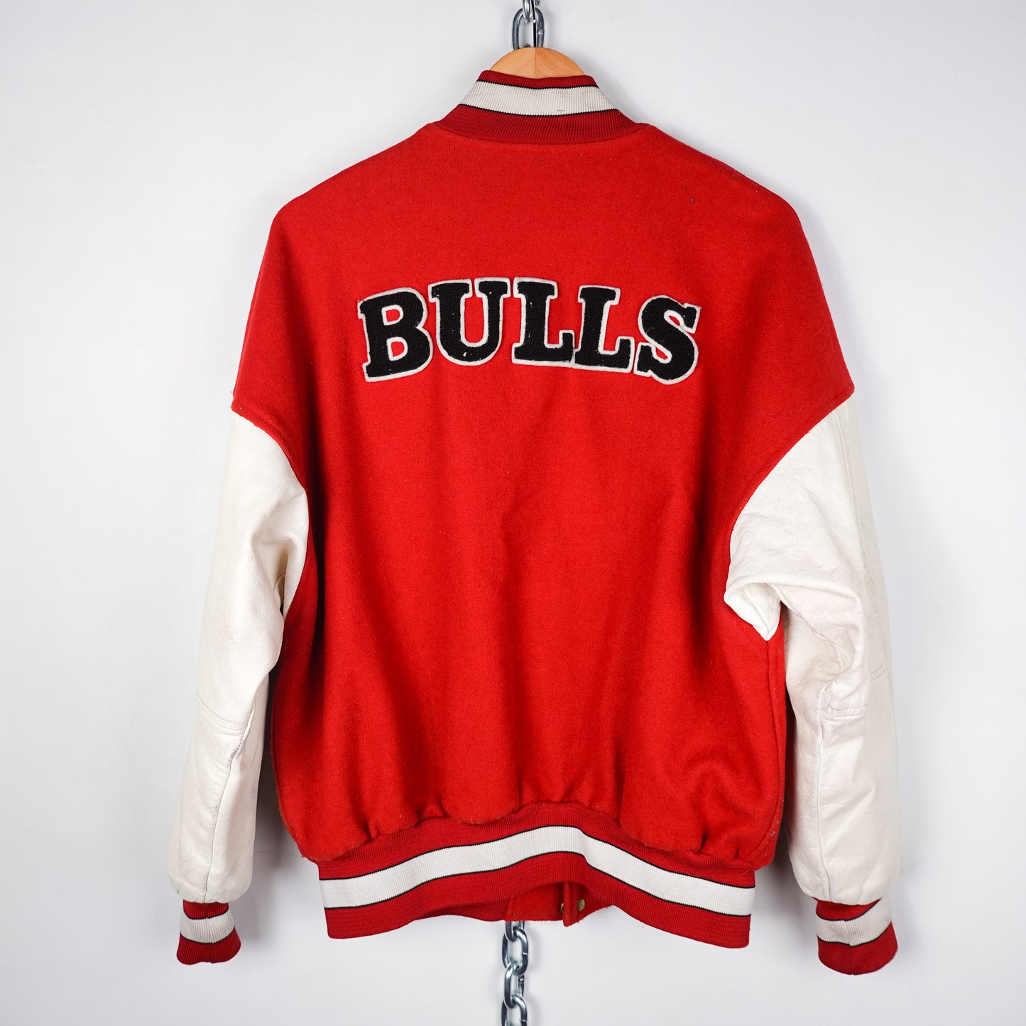 1980s Chicago Bulls Leather/Wool Varsity - Size L