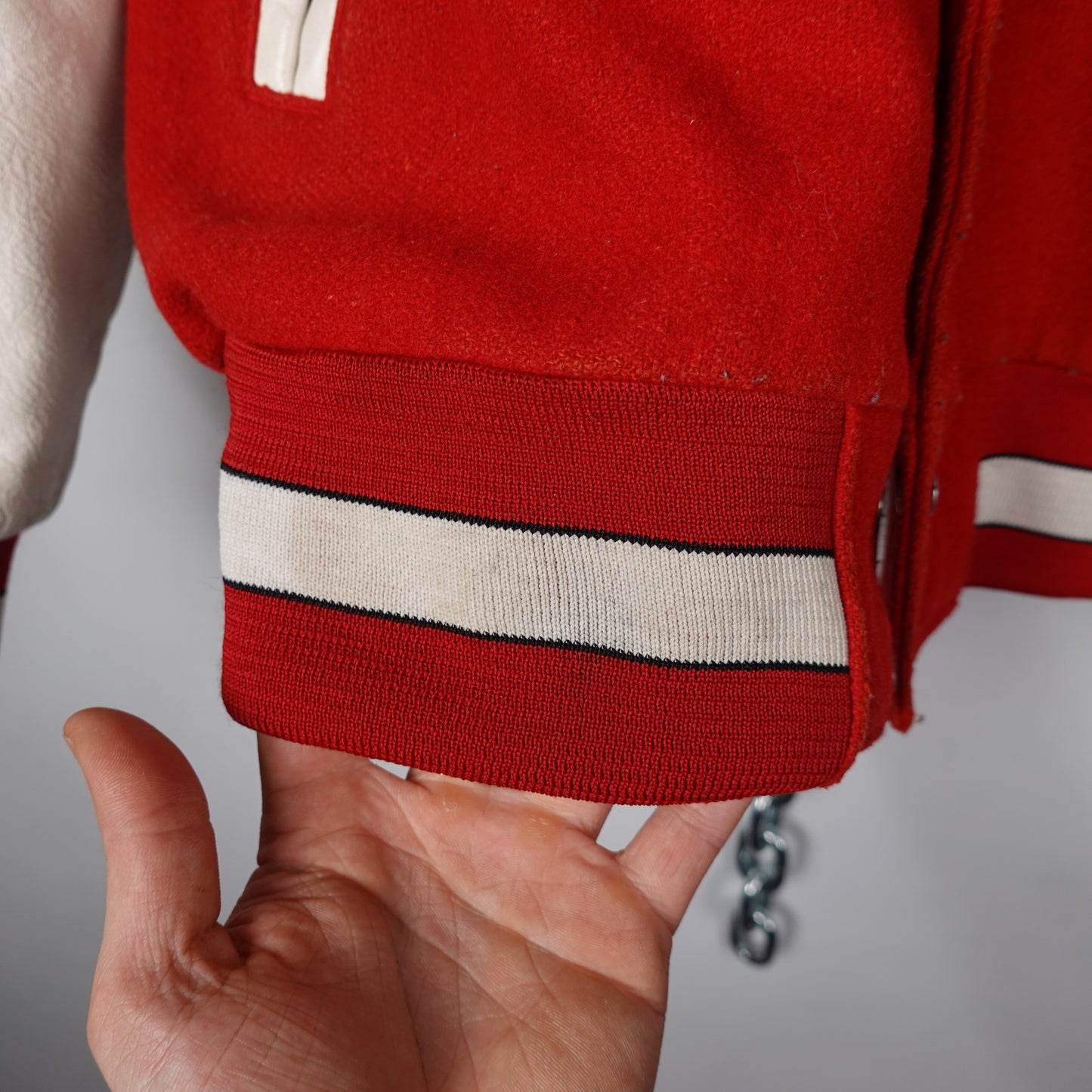 1980s Chicago Bulls Leather/Wool Varsity - Size L