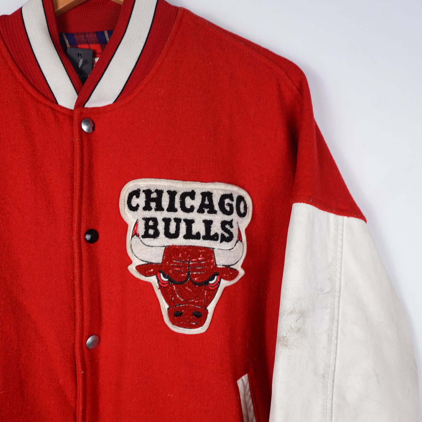 1980s Chicago Bulls Leather/Wool Varsity - Size L