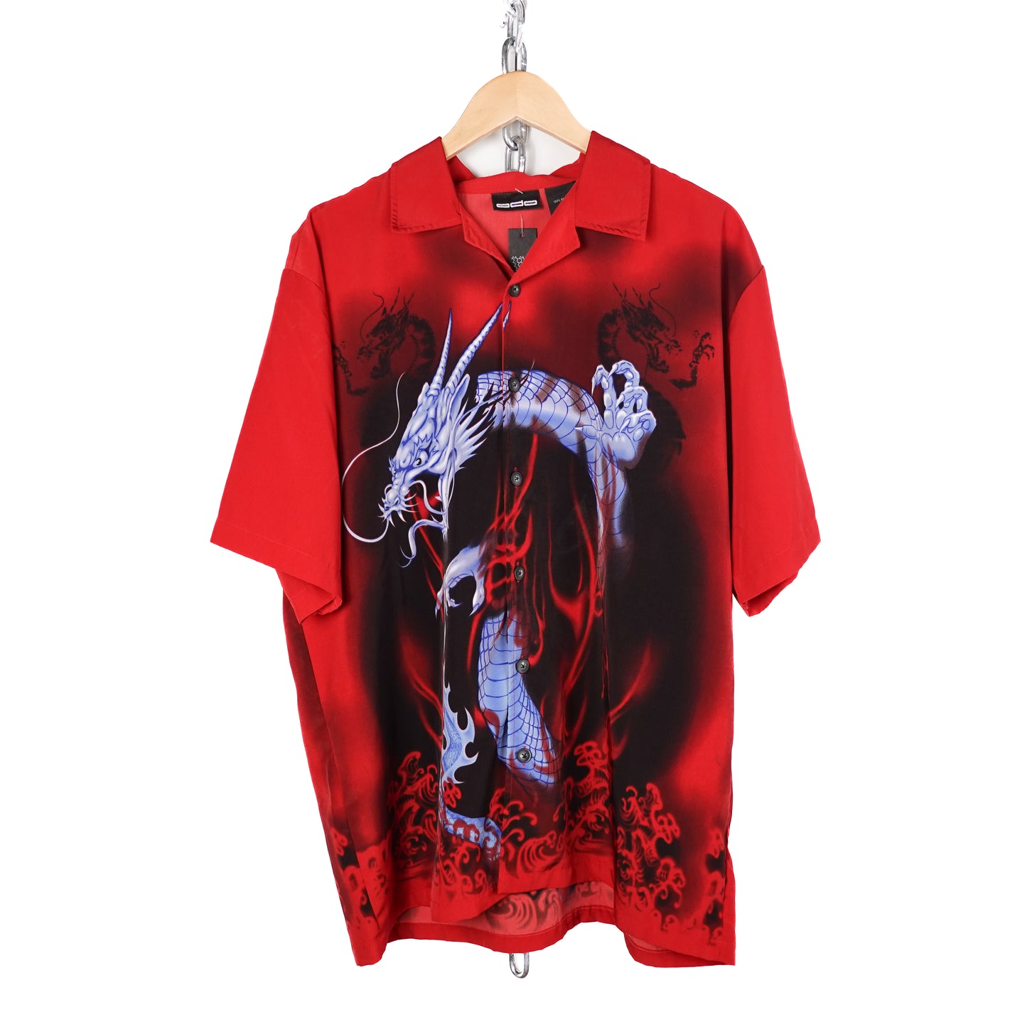 Y2K Dragon Red Button Up Shirt - Size L