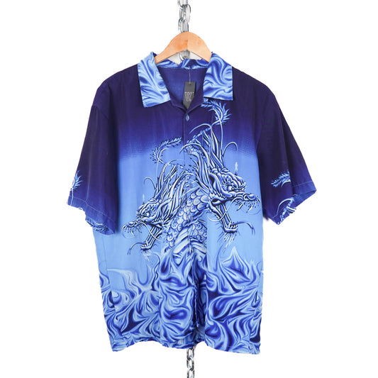 Vintage Dragon AOP Button Up - Size XL