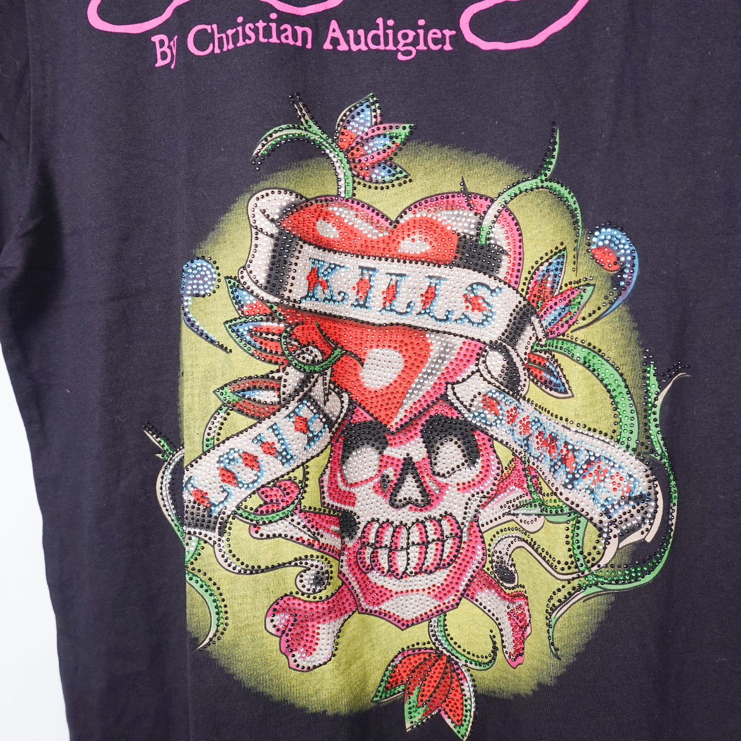 Ed Hardy Black Rhinestone Tee - Size L