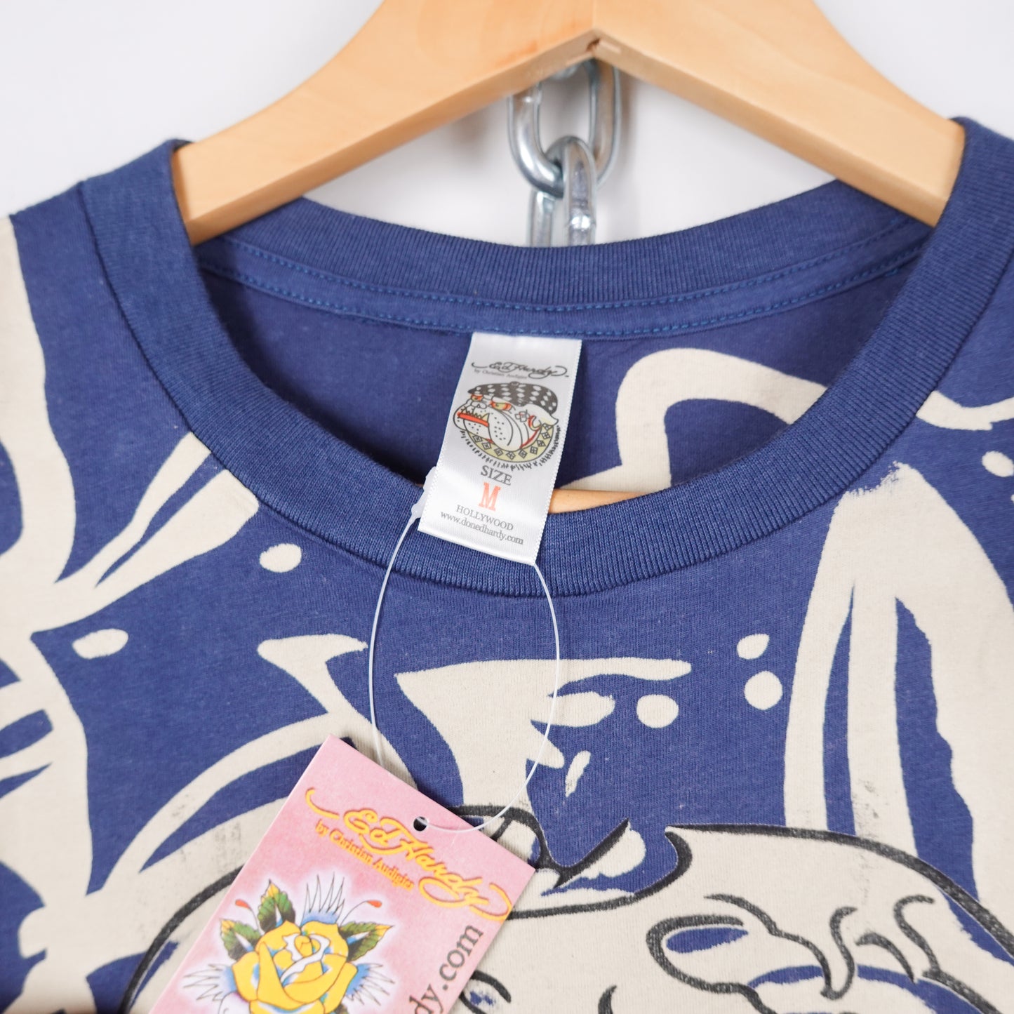 Ed Hardy Women's Blue Skull Tee - Size M