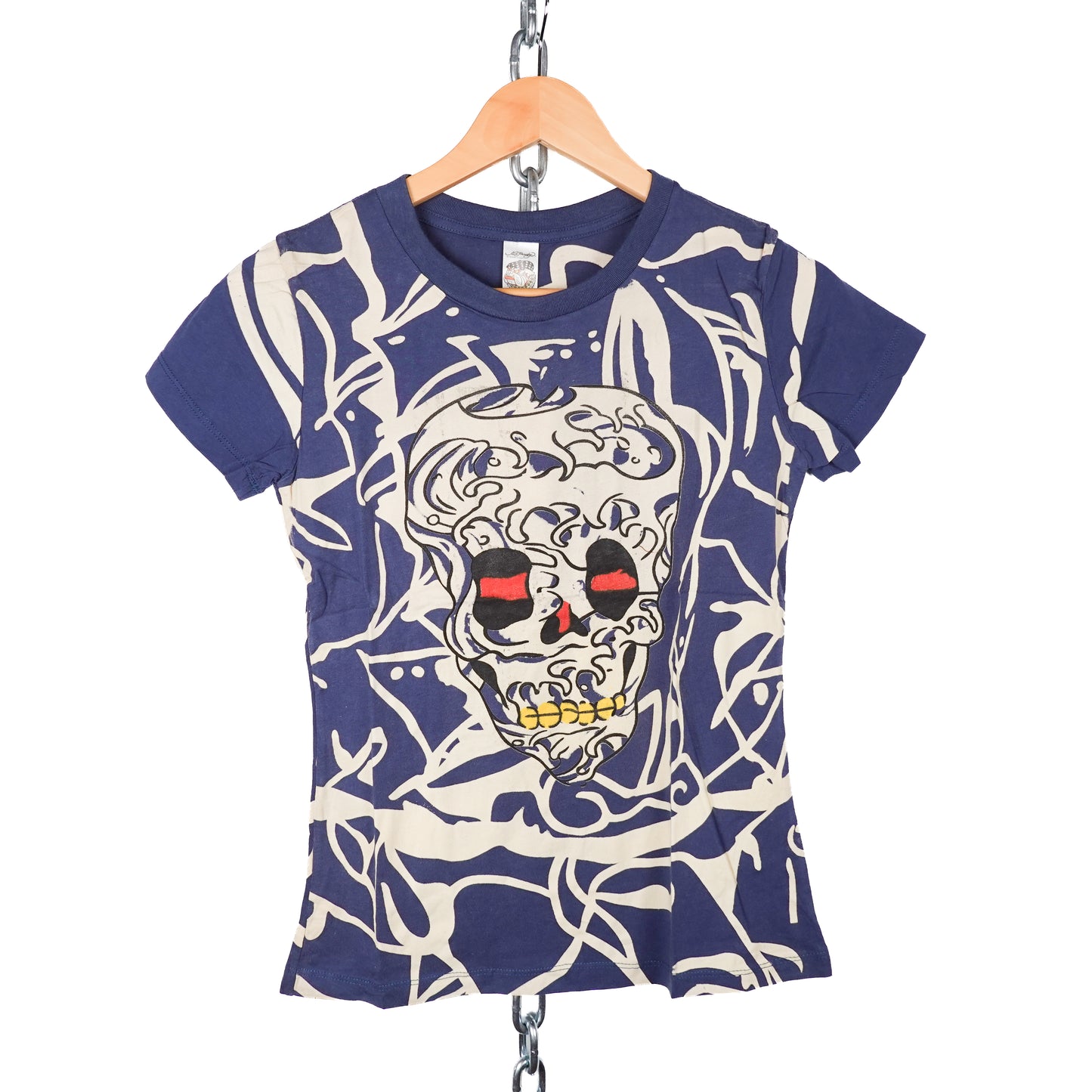 Ed Hardy Women's Blue Skull Tee - Size M