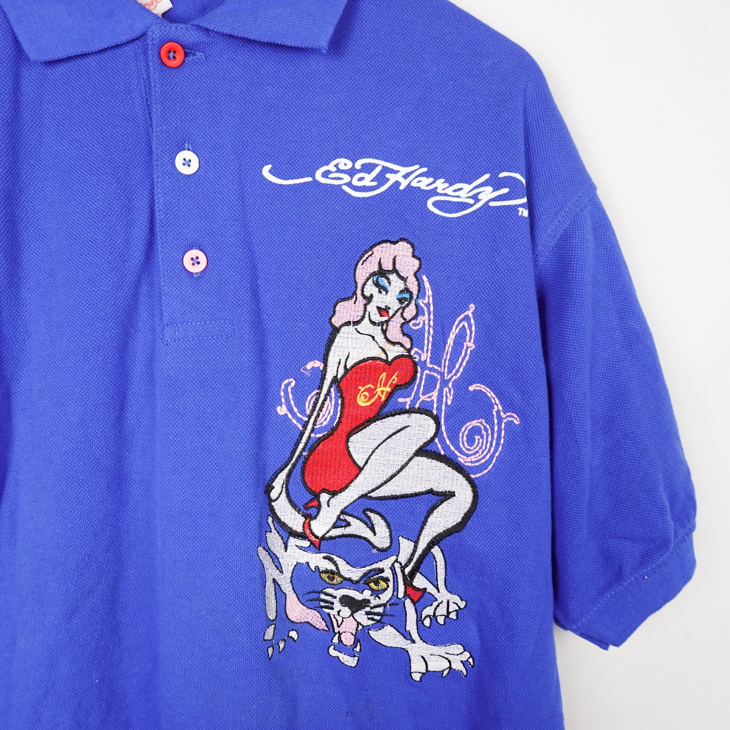 Ed Hardy Blue Polo Shirt - Size L