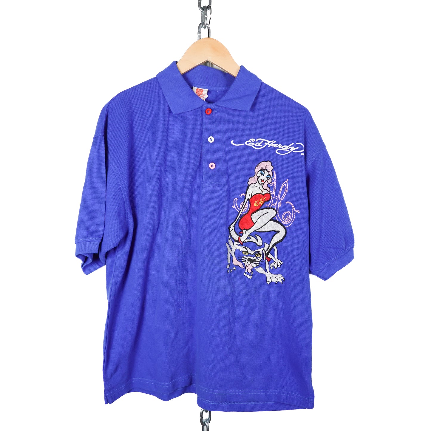 Ed Hardy Blue Polo Shirt - Size L
