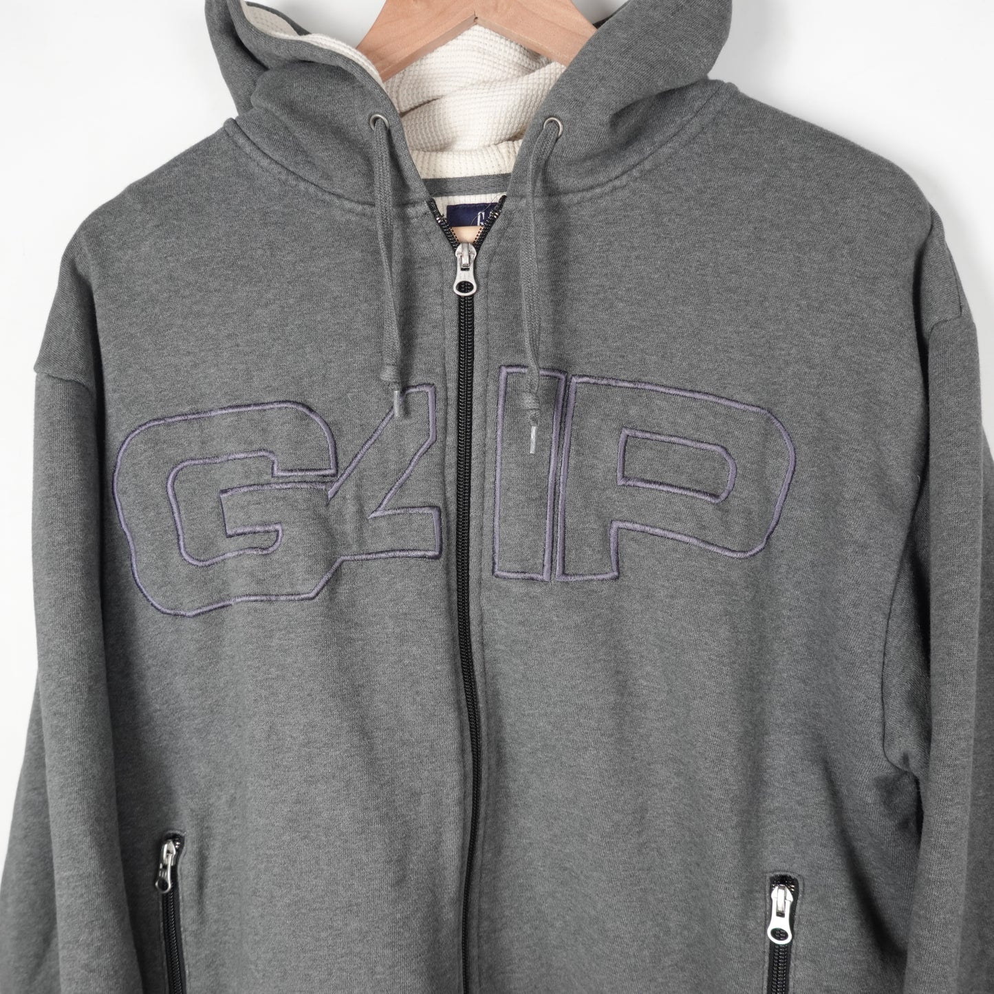 Vintage Gap Thermal Zip Up Hoodie - Size L