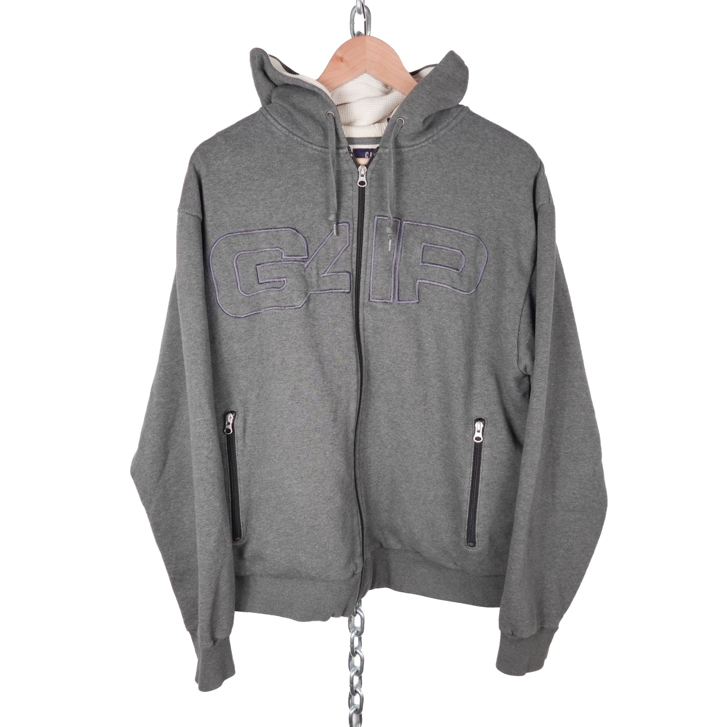 Vintage Gap Thermal Zip Up Hoodie - Size L