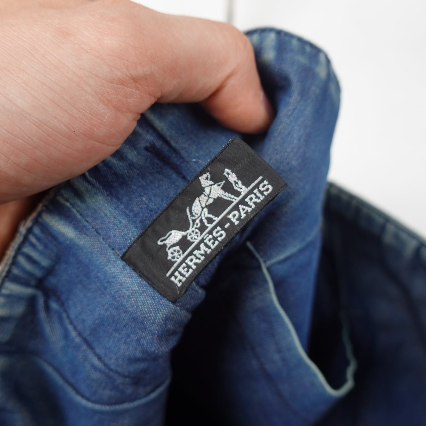 Vintage Hermes Amedaba GM Indigo Canvas Tote Bag
