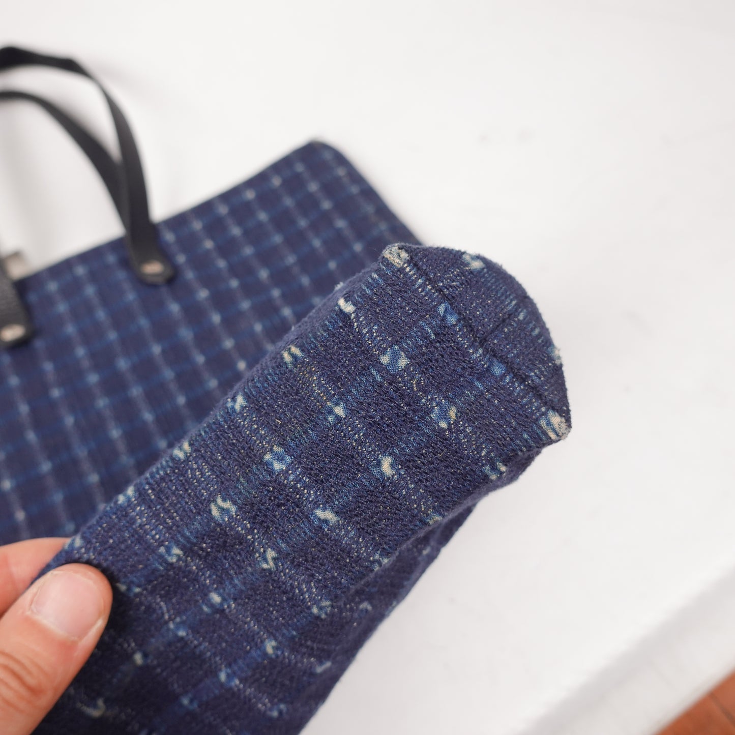 Vintage Hermes Amedaba GM Indigo Canvas Tote Bag
