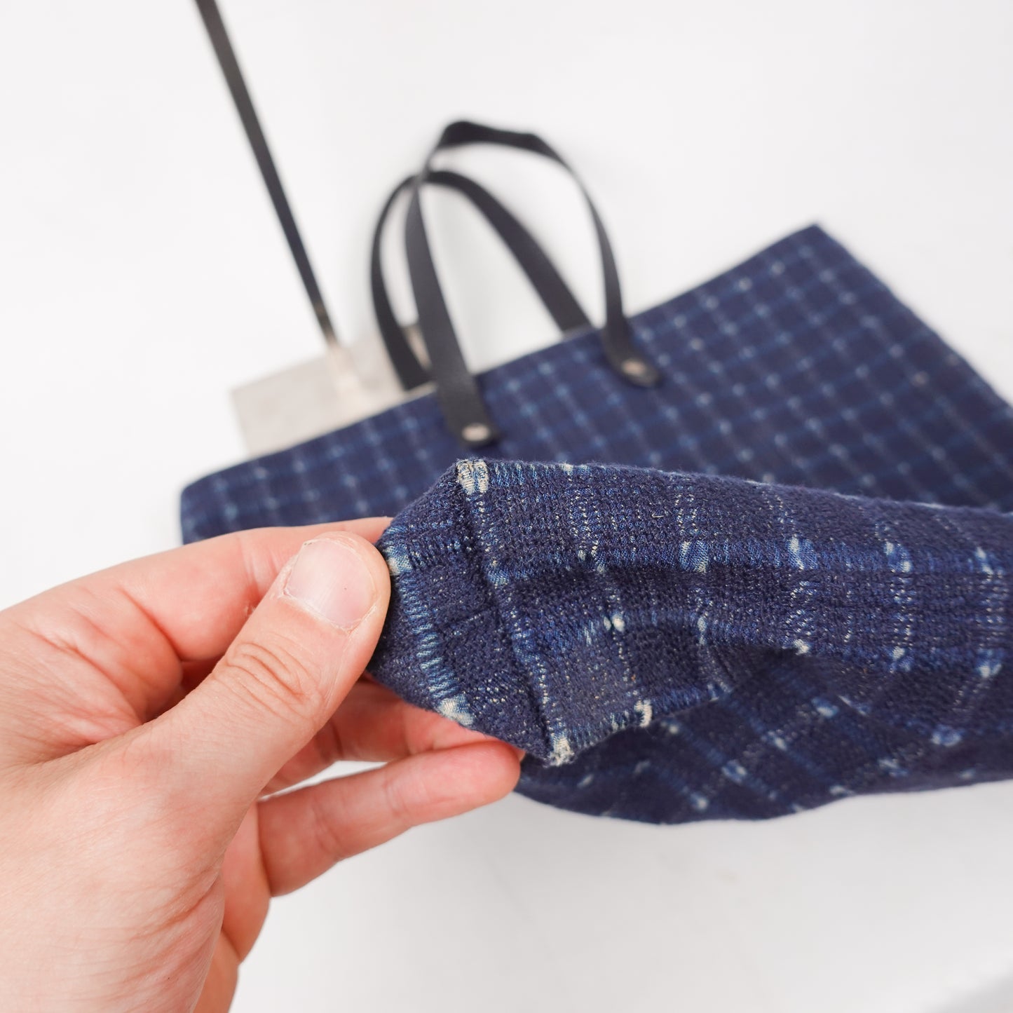 Vintage Hermes Amedaba GM Indigo Canvas Tote Bag