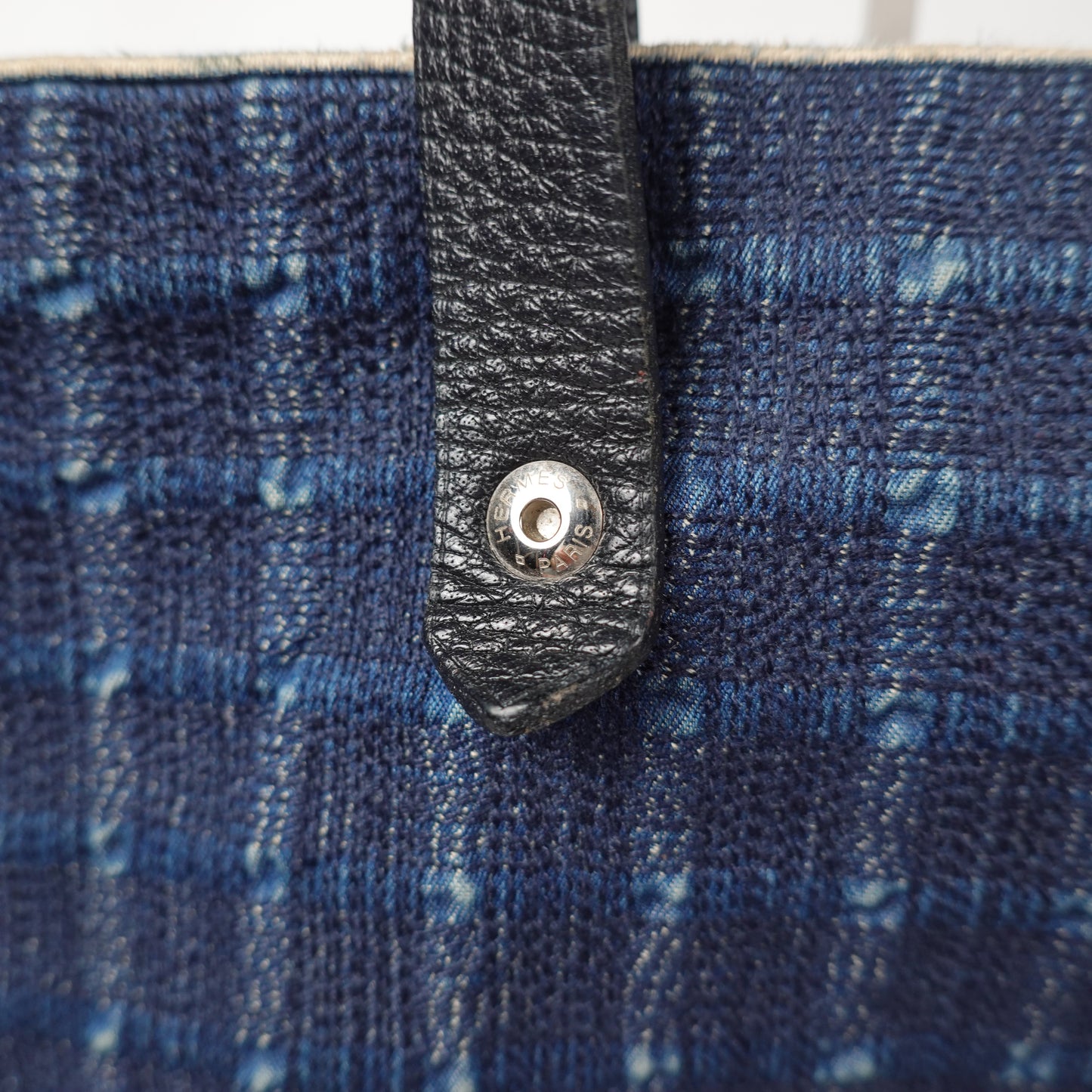 Vintage Hermes Amedaba GM Indigo Canvas Tote Bag