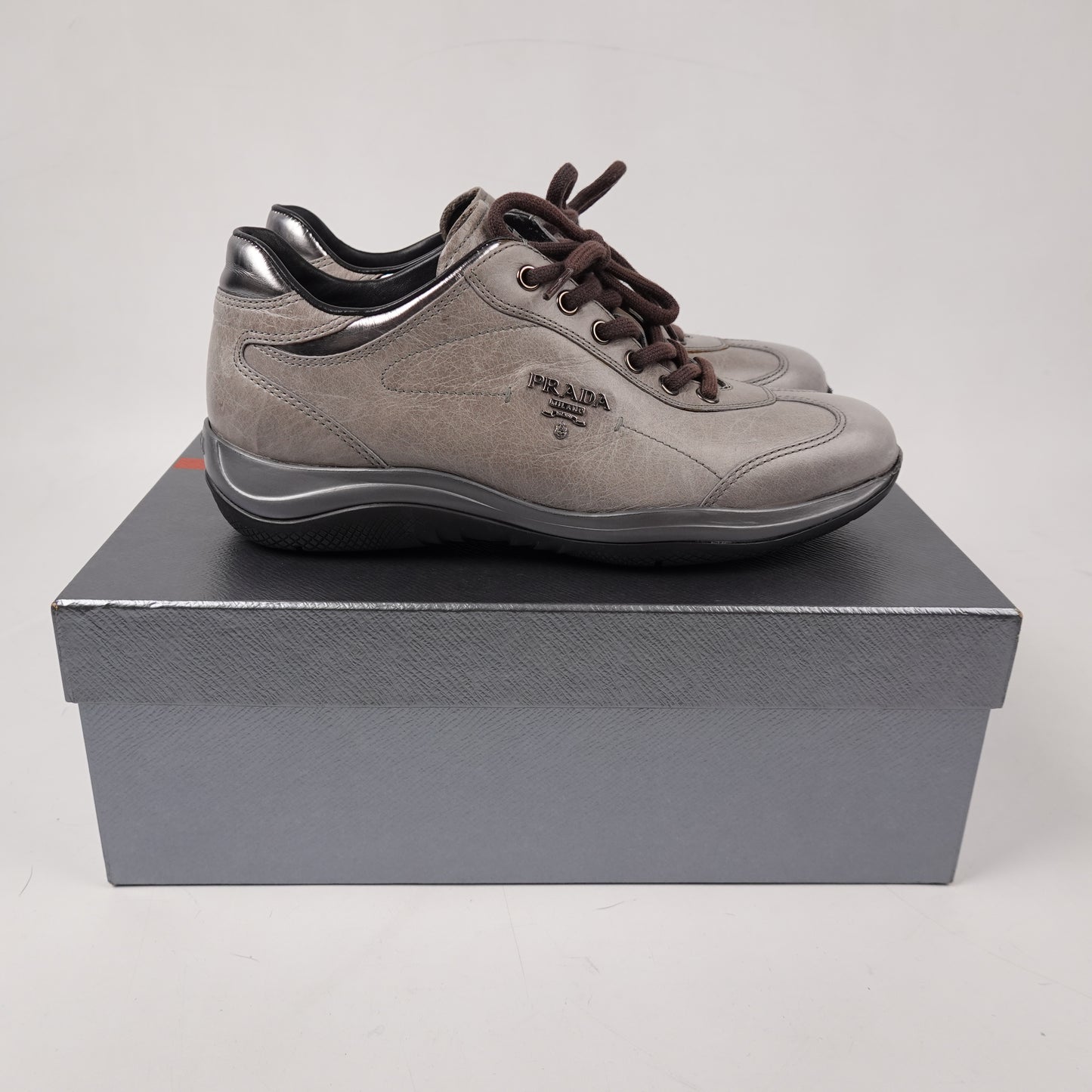 Y2K Prada Leather Low Top Sneakers - Womens 6