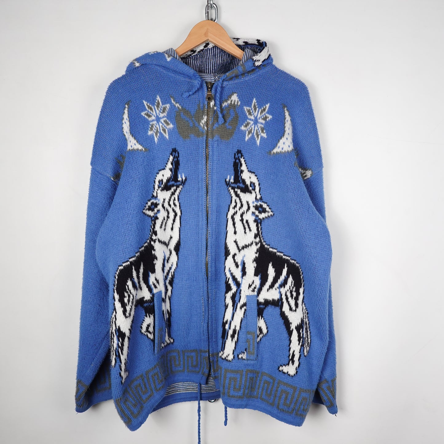 Vintage Wolf Alpaca Zip Up Sweater - Size XL