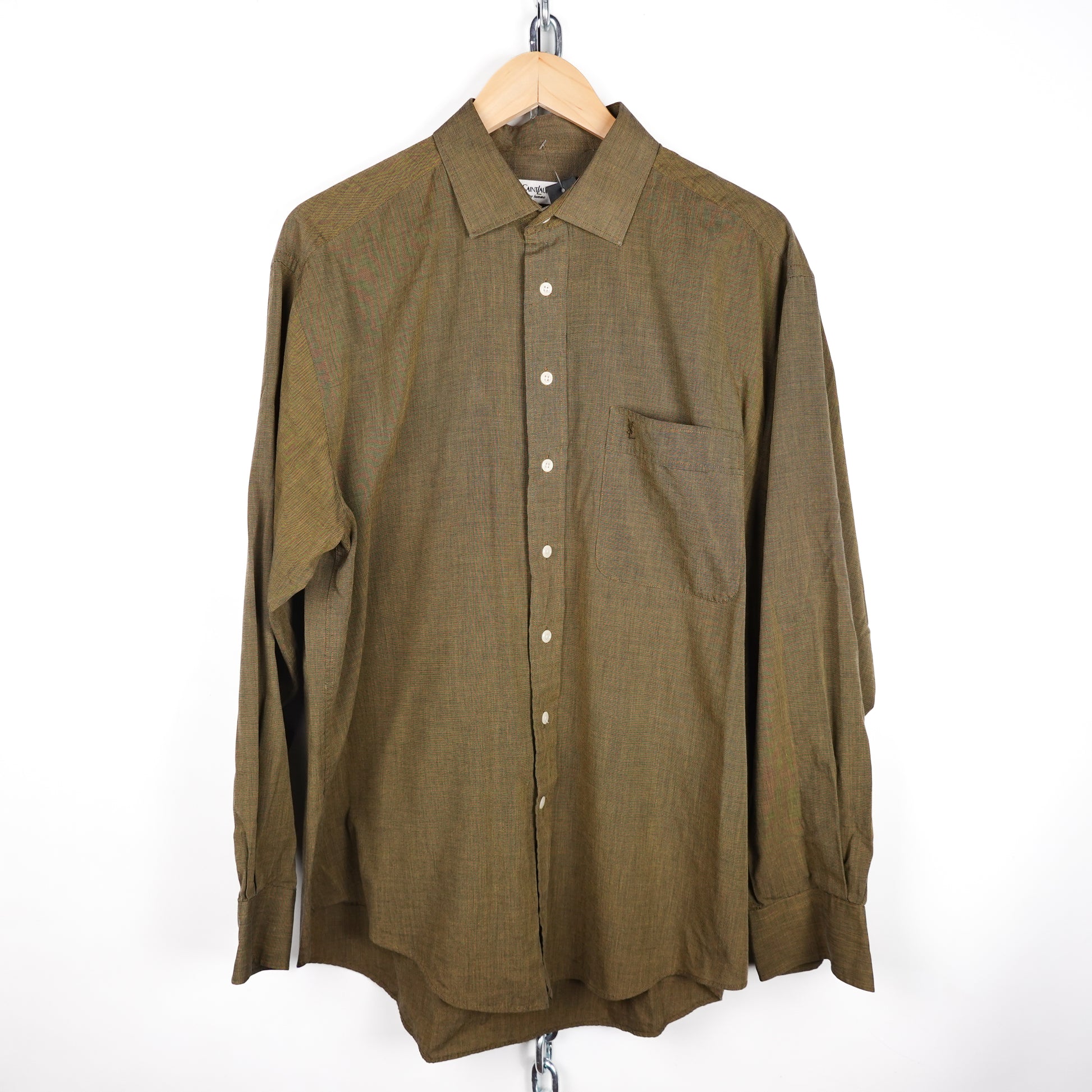 Vintage YSL Green Button up - Size XL Front Photo