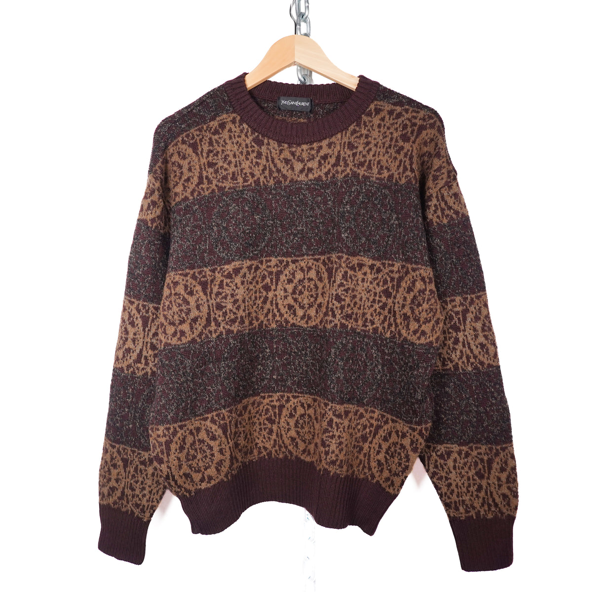 Vintage Yves Saint Laurent Pattern Knit Sweater - Size L