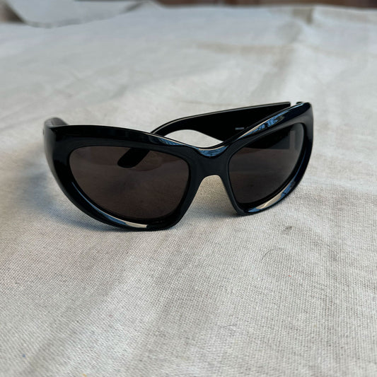 Balenciaga Black Wrap D-Frame Sunglasses